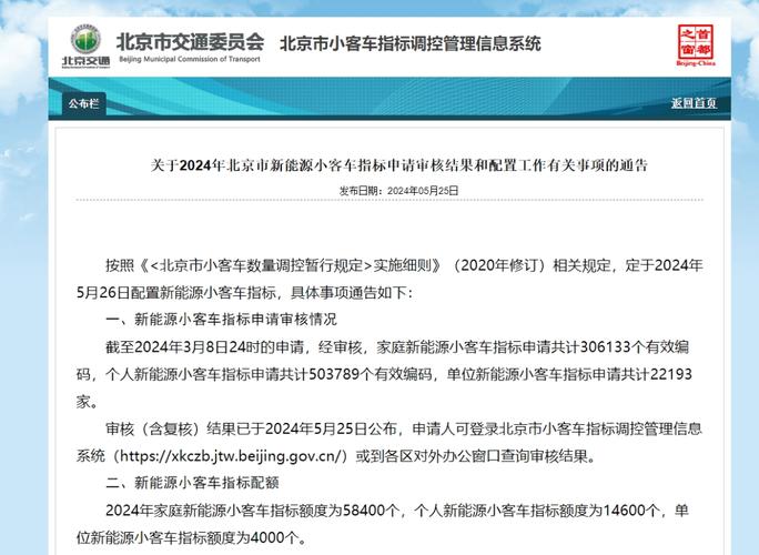 北京小客车指标2024最新政策